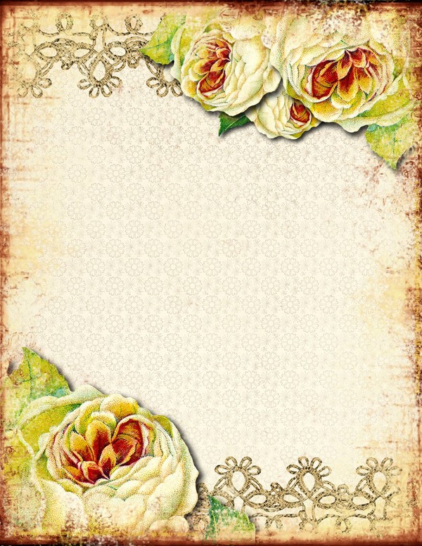 Vieux papier fleuri