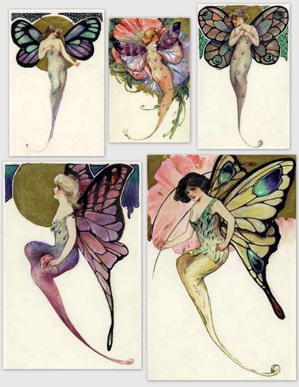 Images anciennes femmes papillons